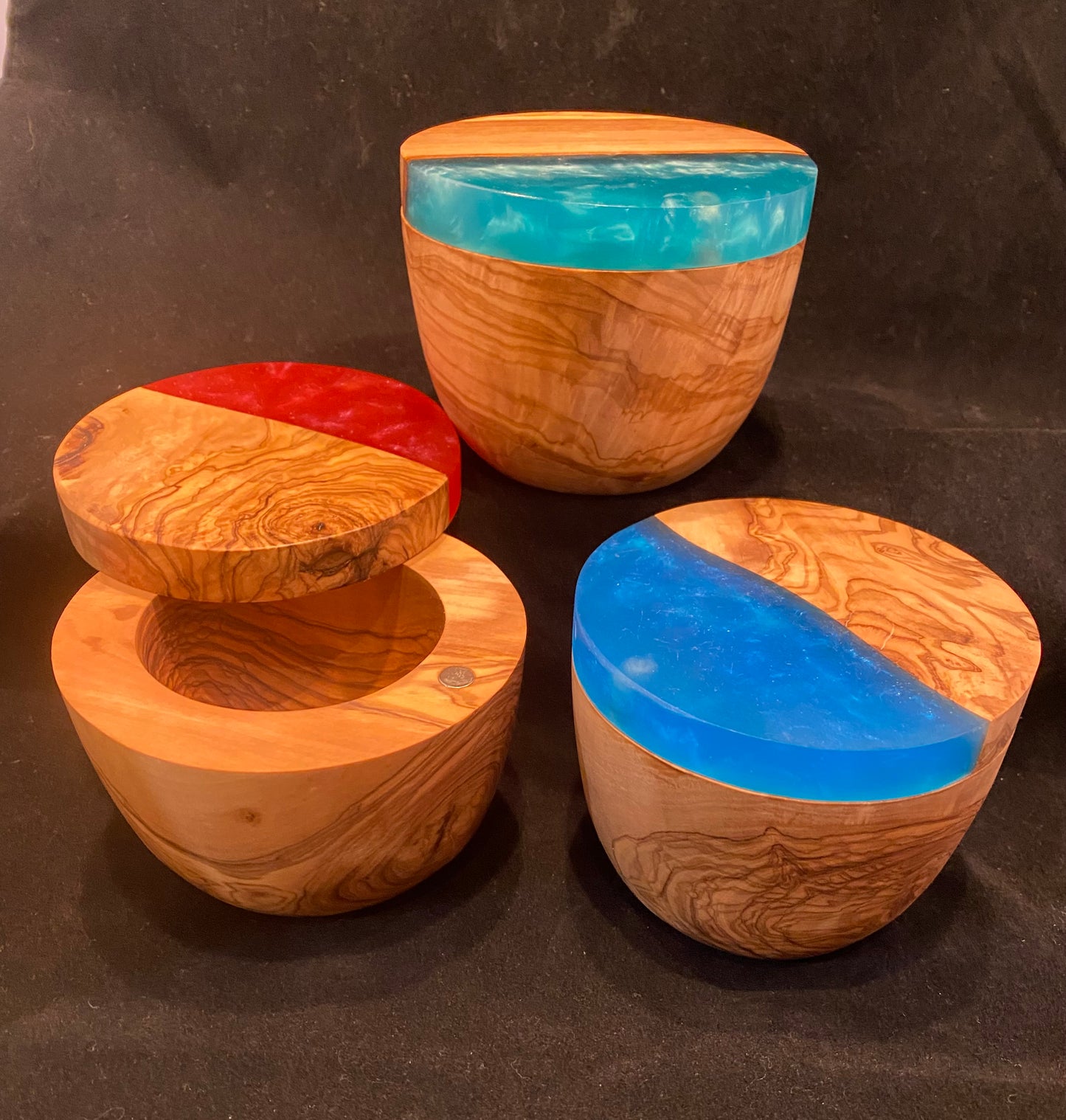 Olive Wood Resin Salt Cellar