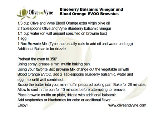 Olive and Vyne Chocolate balsamic brownie recipe