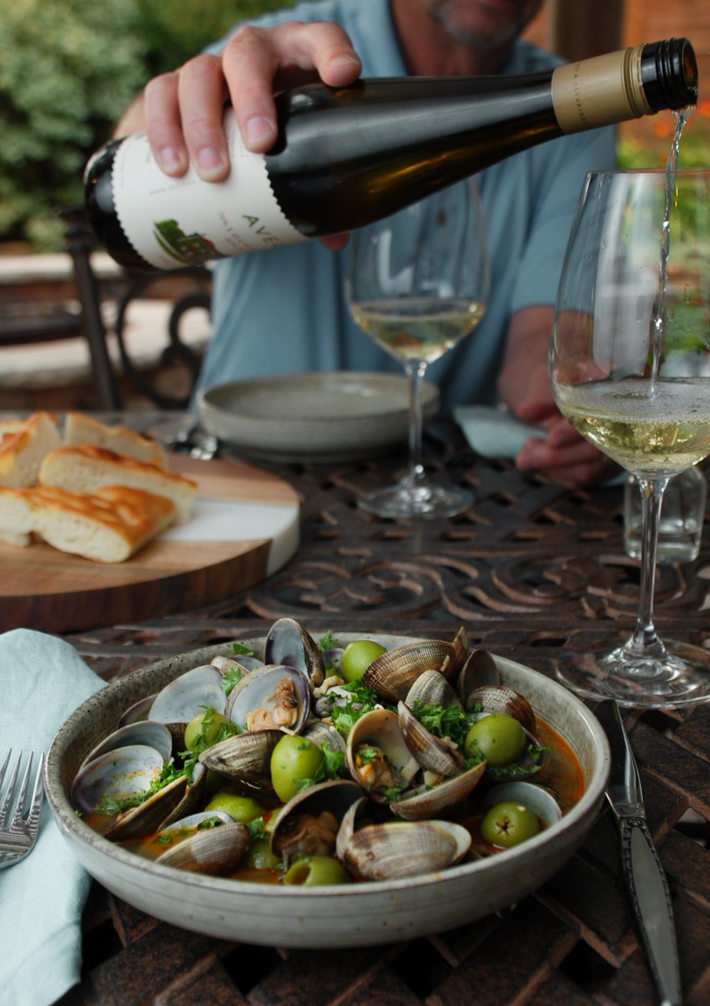 Clams with Sherry & Olives paired with Vinho Verde