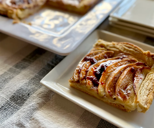 Apple Puff Pastry Tart with Bordeaux Cherry Glaze