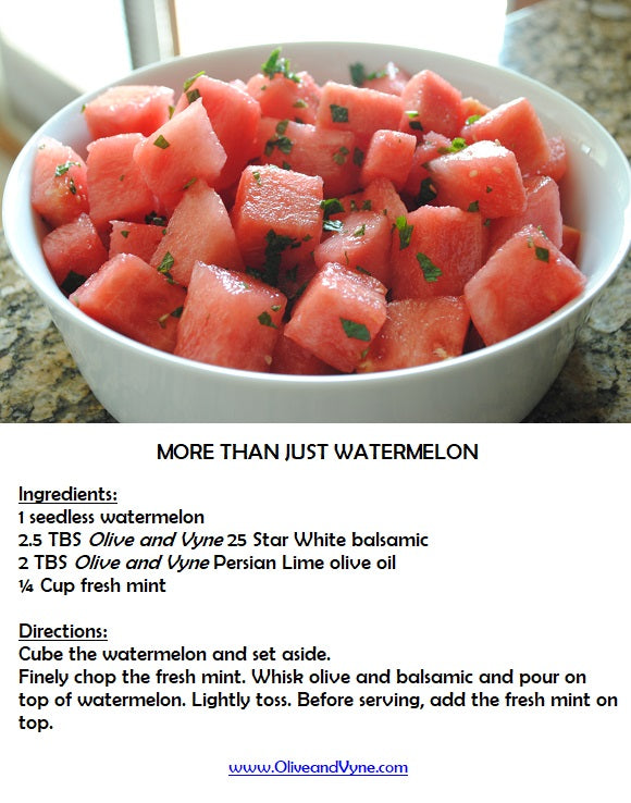 Try our watermelon and balsamic vinegar recipe from Olive and Vyne!
