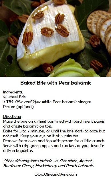 Olive and Vyne Pear balsamic brie recipe