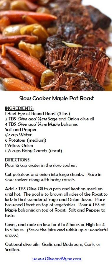 Maple balsamic pot roast recipe from Olive and Vyne, Eagle ID